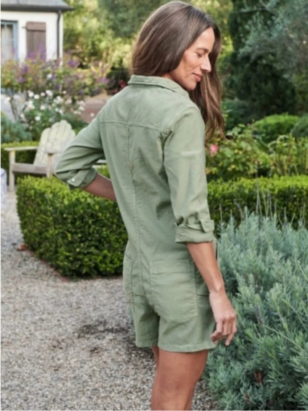 Frank and Eileen Green Ireland Playsuit Long Sleeve Romper Size Small Flax